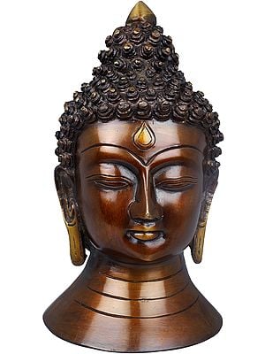 8" Tibetan Buddhist Lord Buddha Head In Brass | Handmade | Made In India