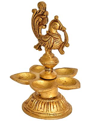5" Peacock Lamp in Brass | Handmade | Made in India