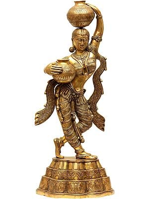 27" Krishna's Gopi (Finely Crafted Statue) In Brass | Handmade | Made In India