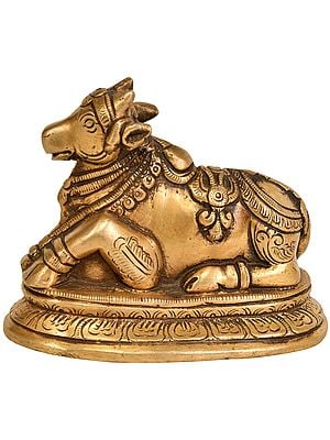 4" Nandi Brass Idol - The Bull of Shiva | Handmade | Made in India
