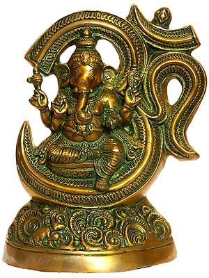 15" Tryakshara Ganapati In Brass | Handmade | Made In India