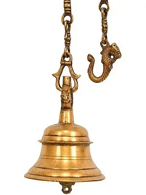 6" Temple Hanging Bell In Brass | Handmade | Made In India