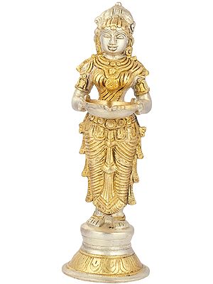 9" Deeplakshmi in Brass | Handmade | Made in India