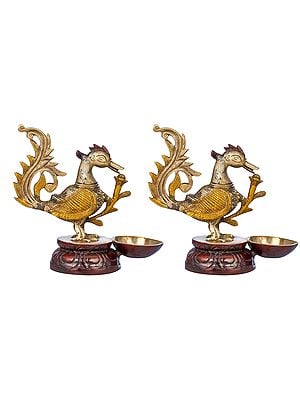 8" Peacock Lamp (Price Per Pair) In Brass | Handmade | Made In India