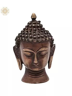 4" Buddha Head Small Sculpture in Brass | Handmade | Made in India