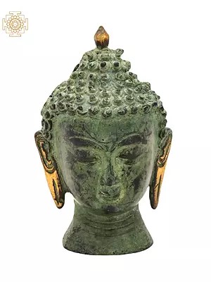 4" Buddha Head Small Sculpture in Brass | Handmade | Made in India