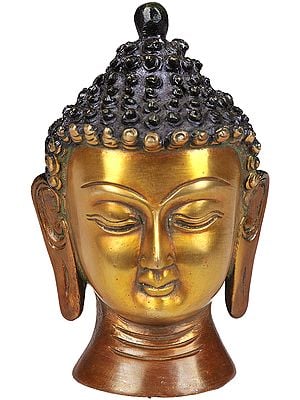 4" The Buddha Head (Small Sculpture) In Brass | Handmade | Made In India