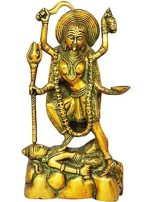 8" Goddess Kali In Brass | Handmade | Made In India