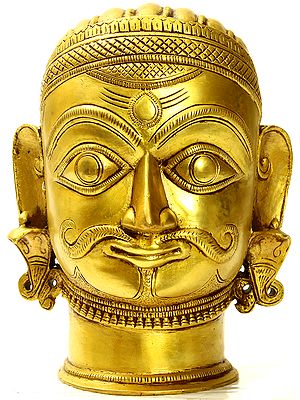 7" Brass Shiva Mukha Lingam | Handmade | Made in India