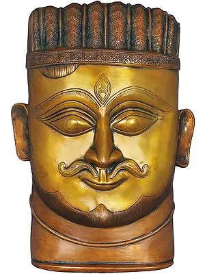 13" Bhairava Wall Hanging Mask In Brass | Handmade | Made In India