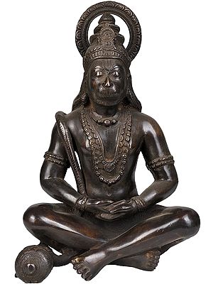 11" Yogachara Hanuman Brass Sculpture | Indian Handcrafted Idol