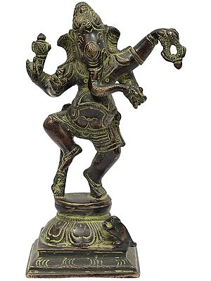 5" Dancing Baby Ganesha Sculpture in Brass | Handmade | Made in India