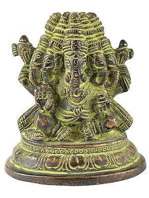 3" Brass Panchamukhi Ganesha Small Statue | Handmade | Made in India