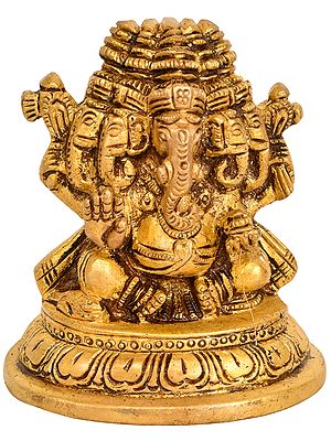 3" Brass Panchamukhi Ganesha Small Statue | Handmade | Made in India