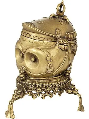 Skull Cup with Lid, Base and Dorje Atop - Made in Nepal