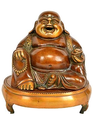 6" Laughing Buddha Incense Burner in Brass | Handmade | Made in India