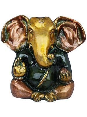 5" Lord Ganesha with Modak and Large Ears In Brass | Handmade | Made In India