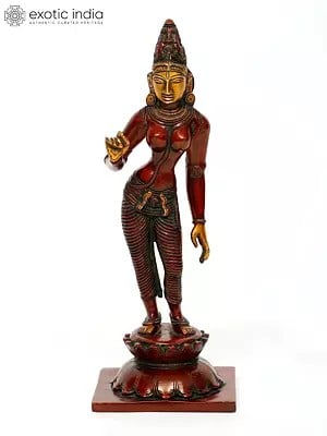 12" Handmade Brass Goddess Parvati in Triple Bent Posture | Made In India