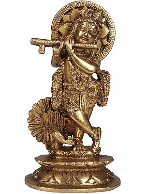 5" Muralidhar Krishna Brass Idol | Handmade | Made In India