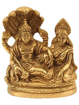 Lord Vishnu and Goddess Lakshmi Seated on Sheshnag
