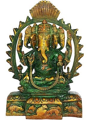 9" Pancha-Mukhi Ganesha In Brass | Handmade | Made In India