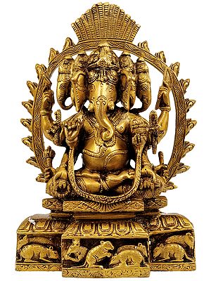 9" Pancha-Mukhi Ganesha Brass Sculpture | Handmade | Made in India