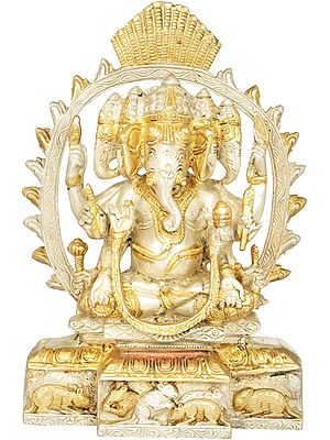 9" Pancha-Mukhi Ganesha Brass Sculpture | Handmade | Made in India