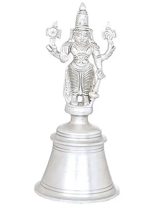 6" Lord Vishnu Handheld Bell In Brass | Handmade | Made In India