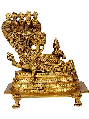 5" Brass Sheshasayi Vishnu Statue | Handmade | Made in India