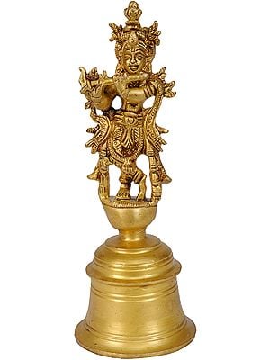 5" Shri Krishna Puja Bell In Brass | Handmade | Made In India