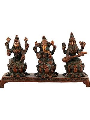 3" Statues of Three Auspicious Deities - Lakshmi Ganesha Saraswati