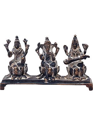3" Statues of Three Auspicious Deities - Lakshmi Ganesha Saraswati