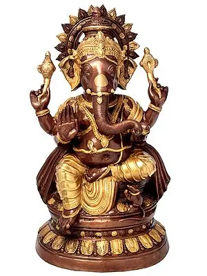 35" Large Size Ganesha, The Blissful God of Auspices In Brass | Handmade | Made In India