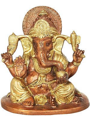 6" Lord Ganesha Sculpture in Brass | Handmade | Made in India