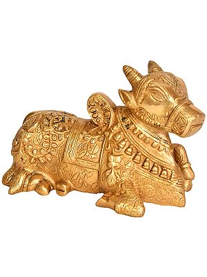 4" Brass Idol of Nandi | Handmade | Made in India