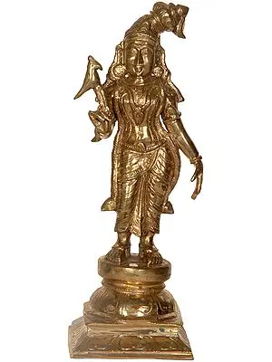 Goddess Andal - The One Born of the Earth | Bronze Statue from Swamimalai