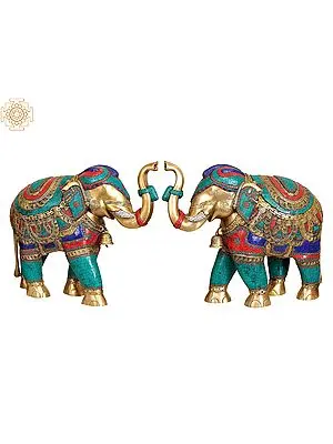 Large Size Superbly Ornamented Elephant Pair
