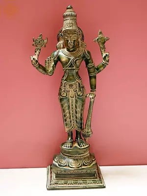 12" Lord Vishnu Idol | Handmade Brass Statue | Made in India