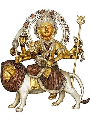 15" Mother Goddess Durga In Brass | Handmade | Made In India