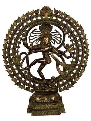 23" Nataraja (In Black and Green Hues) In Brass | Handmade | Made In India