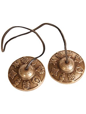 Ashtamangala Ritual Cymbals with Syllable Mantra