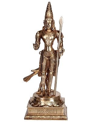 15" Karttikeya - Hindu War God | Brass | Handmade | Made In India