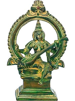 6" Goddess Saraswati | Brass | Handmade | Made In India