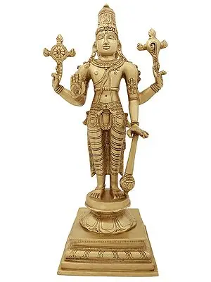 20" Sthanaka Vishnu Brass Statue | Indian Handcrafted Idol