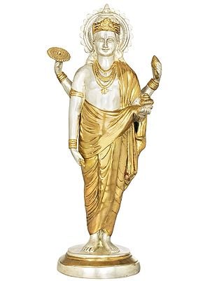 18" Dhanvantari - The Physician of the Gods (Holding the Vase and Herbs of Immortality) In Brass | Handmade | Made In India