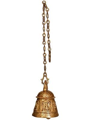 7" Lord Hanuman Ceiling Bell In Brass | Handmade | Made In India