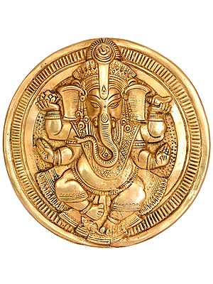 6" Lord Ganesha Wall Hanging Plate In Brass | Handmade | Made In India