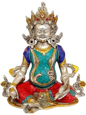 10" Kubera (Inlay Tibetan Buddhist Statue) In Brass | Handmade | Made In India