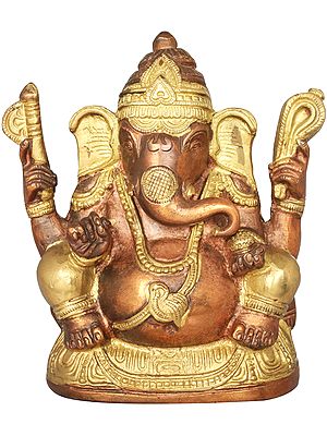 5" Bhagawan Ganesha Sculpture in Brass | Handmade | Made in India