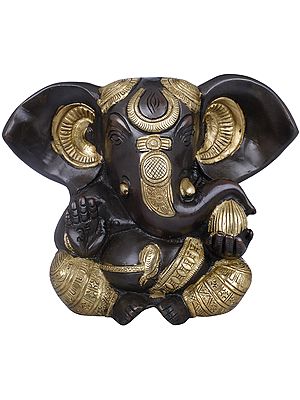 6" Baby Ganesha Statue with Large Ears in Brass | Handmade | Made in India